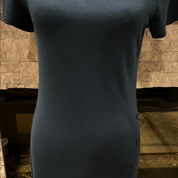 Bordeaux Blue Midi Dress with Side Button design and slit, size Medium - Picture 3 of 11